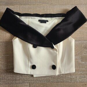 ALICE + OLIVIA Avalon Off Shoulder Double Breasted Crop Top Size 0